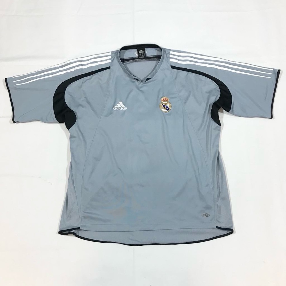 Vtg 2004 ADIDAS Mens XL REAL MADRID Soccer JERSEY LFP SPAIN Laliga ESPAñA Gray